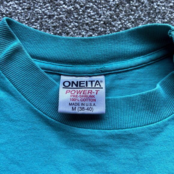 VINTAGE ONEITA CAPE COD GRAPHIC T-SHIRT TURQUOISE USA MEDIUM WOMENS - Picture 3 of 6